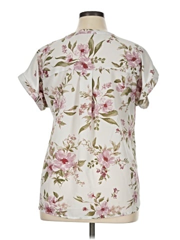 Flower & Feather Short Sleeve Blouse (view 2)