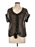 Self Esteem 100% Polyester Stars Black Short Sleeve Blouse Size L - photo 1