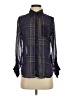 Guess 100% Polyester Plaid Blue Long Sleeve Blouse Size S - photo 1