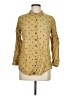 Utsa 100% Viscose Polka Dots Yellow 3/4 Sleeve Button-Down Shirt Size M - photo 1