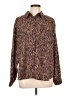 Pleione 100% Polyester Animal Print Brown Long Sleeve Blouse Size L - photo 1