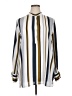 Ann Taylor 100% Polyester Stripes Silver Long Sleeve Blouse Size XL - photo 1