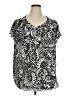 Rose + Olive 100% Polyester Black Short Sleeve Blouse Size 1X - photo 1