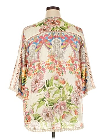 Johnny Was 3/4 Sleeve Silk Top (view 2)