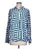 Autograph Print Blue Long Sleeve Blouse Size 12 - photo 1