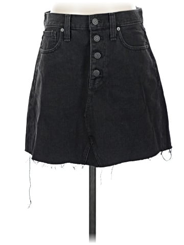 Madewell Rigid Denim A-Line Mini Skirt in Lunar Wash: Button-Front Edition (view 1)