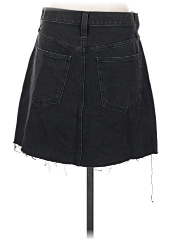 Madewell Rigid Denim A-Line Mini Skirt in Lunar Wash: Button-Front Edition (view 2)