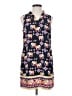 Crown & Ivy 100% Polyester Print Blue Casual Dress Size 2 Petite - photo 1