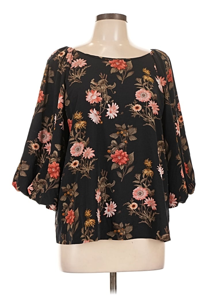 Pre-owned B Collection By Bobeau 3/4 Sleeve Blouse In Black