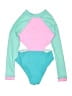 Unbranded Color Block Teal Rash Guard Size 8 - photo 2