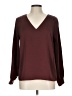 H&M 100% Polyester Burgundy Long Sleeve Blouse Size 10 - photo 1