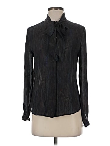 Theory Long Sleeve Silk Top (view 1)