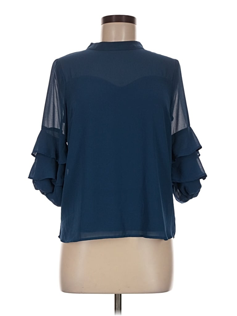Pre-owned Monteau 3/4 Sleeve Blouse In Blue