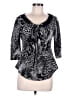New Directions Animal Print Black 3/4 Sleeve Top Size M (petite) - photo 1
