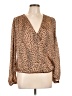 Heartloom 100% Polyester Animal Print Brown Long Sleeve Blouse Size L - photo 1