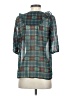 Gibson 100% Polyester Argyle Teal Short Sleeve Blouse Size S - photo 2