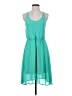 Lush 100% Polyester Solid Teal Casual Dress Size S - photo 1
