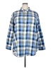 Caslon 100% Cotton Checkered-gingham Blue 3/4 Sleeve Button-Down Shirt Size 2X - photo 1