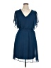 DKNY 100% Polyester Solid Blue Cocktail Dress Size 14 - photo 1