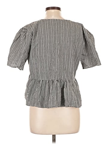Madewell Crossover Peplum Top in Textured Gingham Check (view 2)