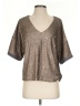 Deletta Metallic Silver Short Sleeve Top Size S - photo 1