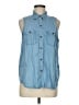Chaps 100% Lyocell Blue Sleeveless Button-Down Shirt Size M - photo 1