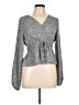 Paper Crane 100% Polyester Gray Long Sleeve Blouse Size L - photo 1
