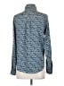 Ann Taylor 100% Polyester Animal Print Blue Long Sleeve Blouse Size XS - photo 2