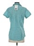 Columbia 100% Baumwolle Checkered-gingham Teal Short Sleeve Button-Down Shirt Size S - photo 2