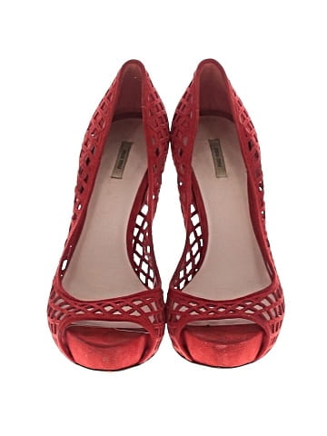 Miu Miu Suede Caged Peep Toe Pumps (view 2)