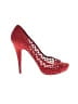 Miu Miu Graphic Red Suede Caged Peep Toe Pumps Size EU 39 - photo 1