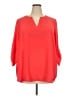 Chaus 100% Polyester Red 3/4 Sleeve Blouse Size 2X - photo 1