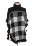 Joseph A. 100% Rayon Checkered-gingham Black Poncho Size M - photo 1