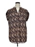 Pleione 100% Polyester Paisley Brown Short Sleeve Blouse Size XL - photo 1