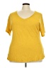 Just Fab Yellow Short Sleeve T-Shirt Size 3X - photo 1
