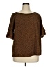 Shein Curve 100% Polyester Brown Short Sleeve Blouse Size 14 Plus (1) - photo 1