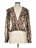 Blue Life 100% Polyester Animal Print Brown Long Sleeve Blouse Size L - photo 1