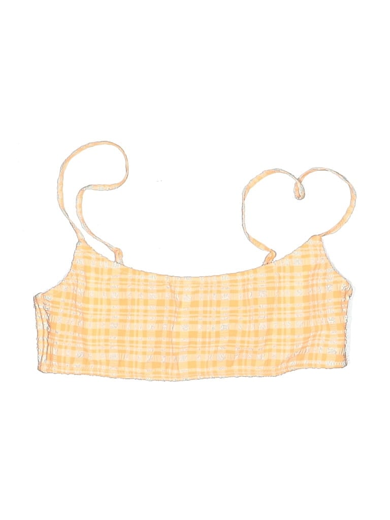 Pre-owned Triangl Swimsuit Top Yellow Plaid Pattern Swimwear
