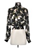 Topshop 100% Polyester Floral Black Long Sleeve Blouse Size 2 - photo 1