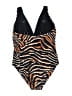 DKNY Animal Print Black One Piece Swimsuit Size 14 - photo 2