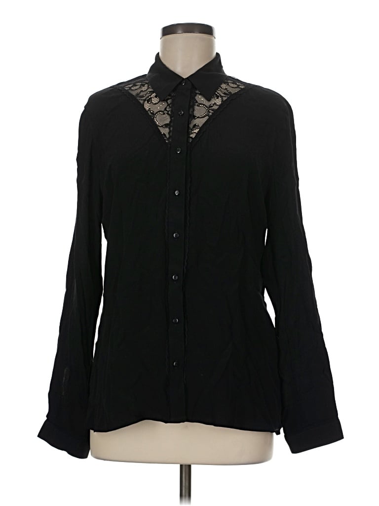 Pre-owned Express Long Sleeve Blouse In Black