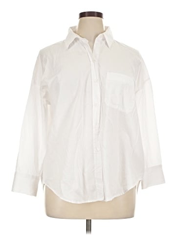 Zara 3/4 Sleeve Button-Down Shirt (view 1)