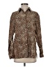 Studio Works Animal Print Brown Long Sleeve Blouse Size S - photo 1
