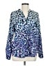 Calvin Klein 100% Polyester Animal Print Blue Long Sleeve Blouse Size M - photo 1