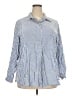Max Studio Stripes Blue 3/4 Sleeve Button-Down Shirt Size 2X - photo 1