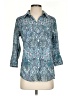 Croft & Barrow Paisley Teal 3/4 Sleeve Button-Down Shirt Size S - photo 1