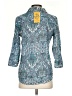 Croft & Barrow Paisley Teal 3/4 Sleeve Button-Down Shirt Size S - photo 2