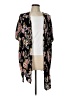 Angie 100% Rayon Floral Multi Color Black Kimono Size L - photo 1