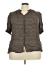 DR2 100% Rayon Tweed Brown 3/4 Sleeve Button-Down Shirt Size 3X - photo 1