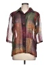 Studio Color Block Brown 3/4 Sleeve Button-Down Shirt Size L (estimated) - photo 1